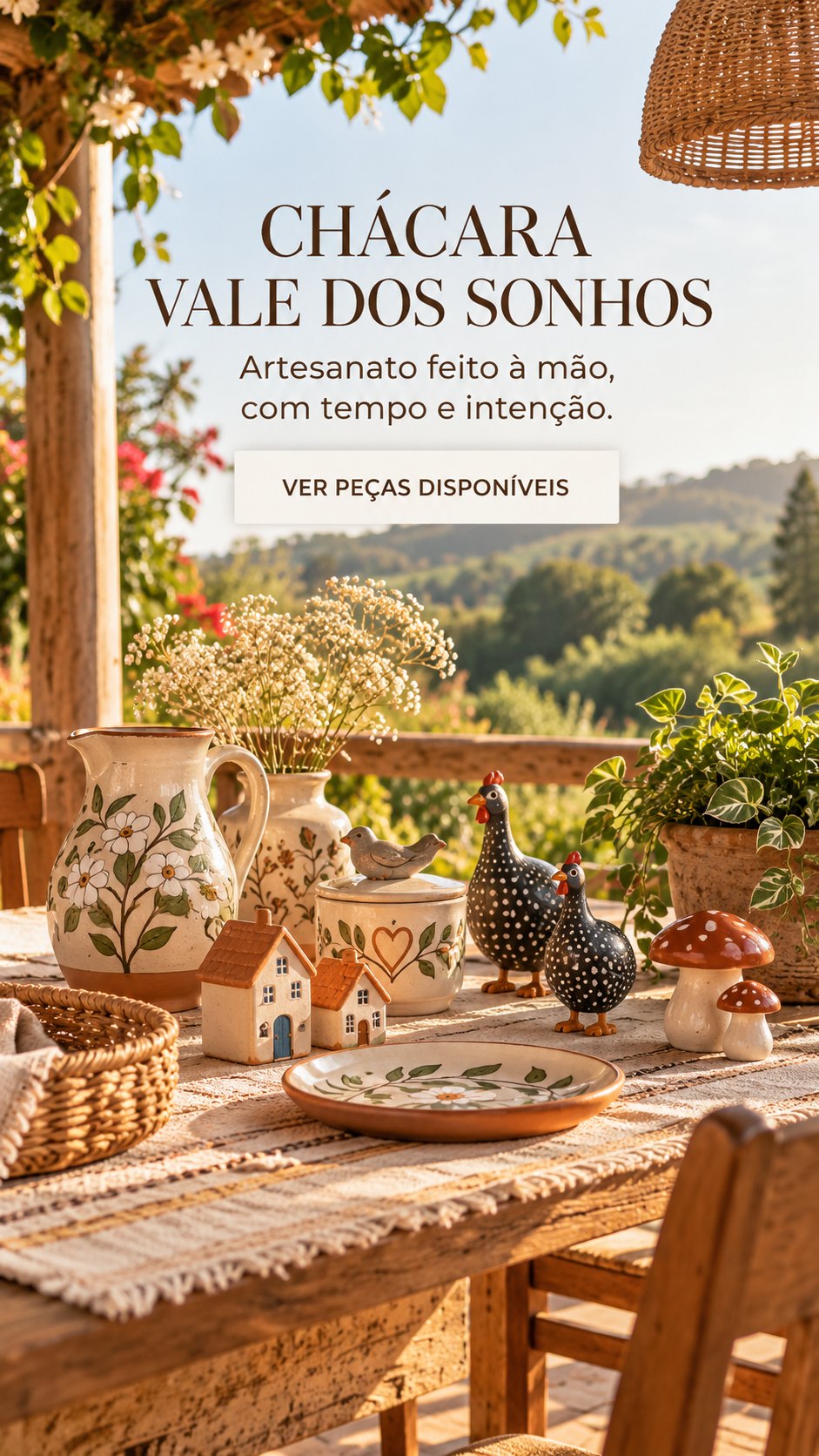Chácara Vale dos Sonhos: artesanato feito à mão, com tempo e intenção